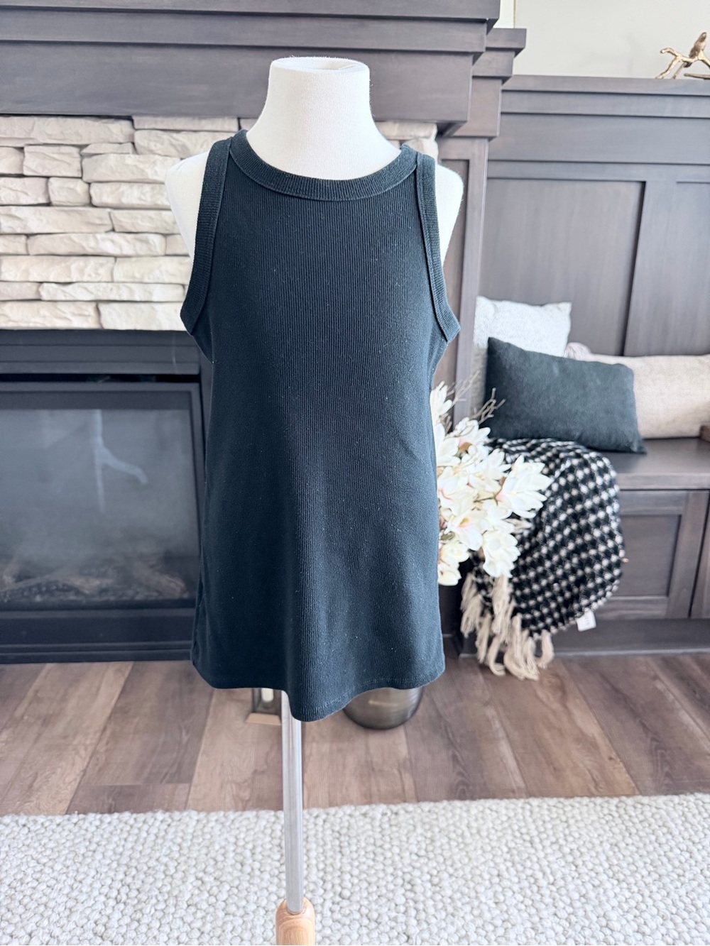 Cat & Jack Girls XL (14) Black Ribbed Tank Top